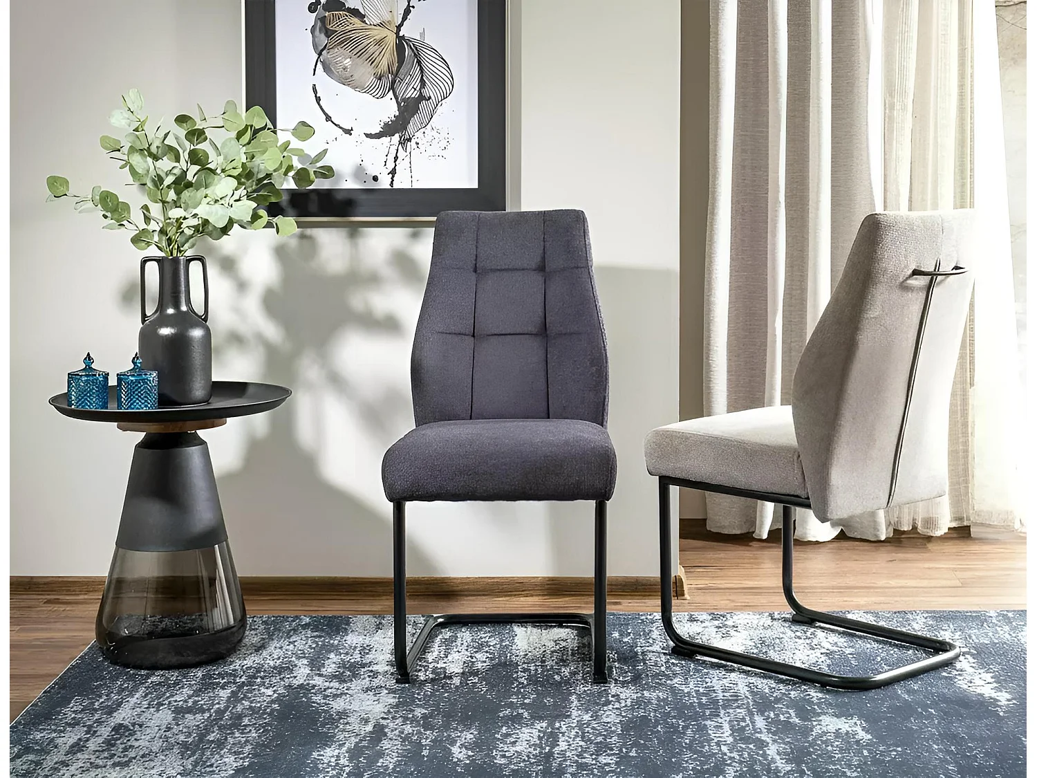 Table d'appoint Tiffany A/Métal & Verre/Or&Noir