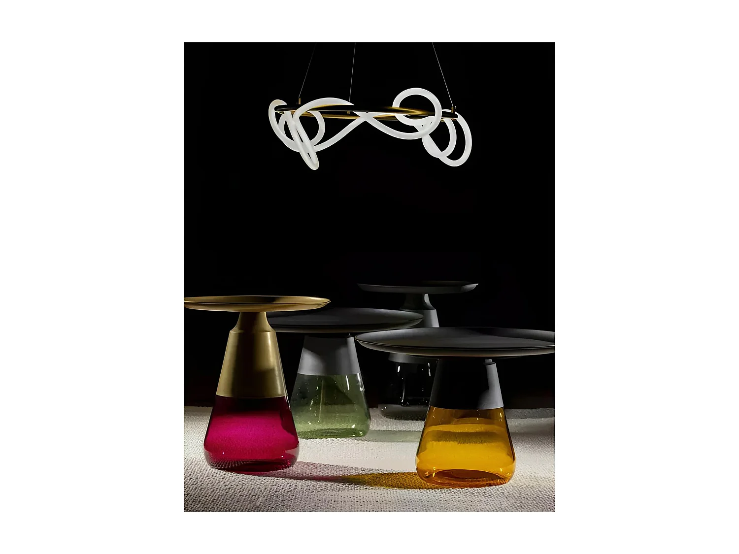 Tavolino Tiffany A/Metallo&Vetro/Rosa&Oro