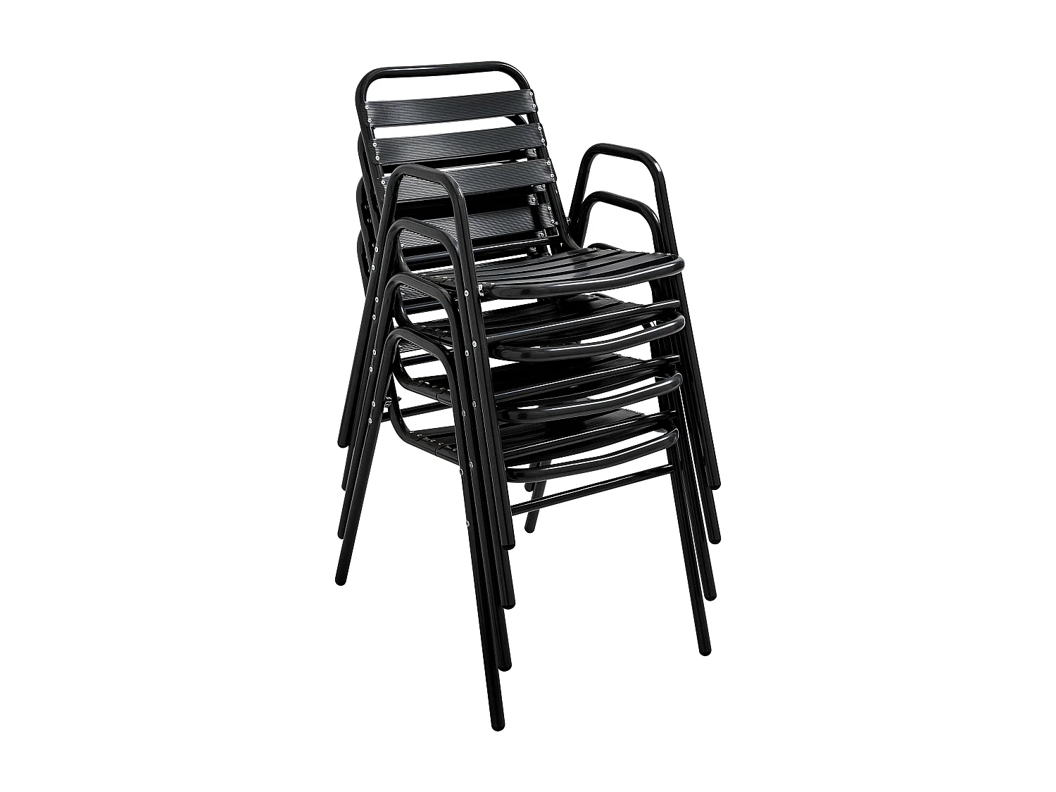 Chaise de jardin empilable en aluminium noire