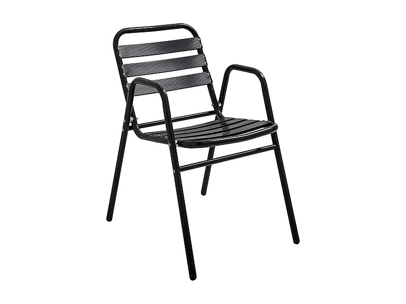 Chaise de jardin empilable en aluminium noire