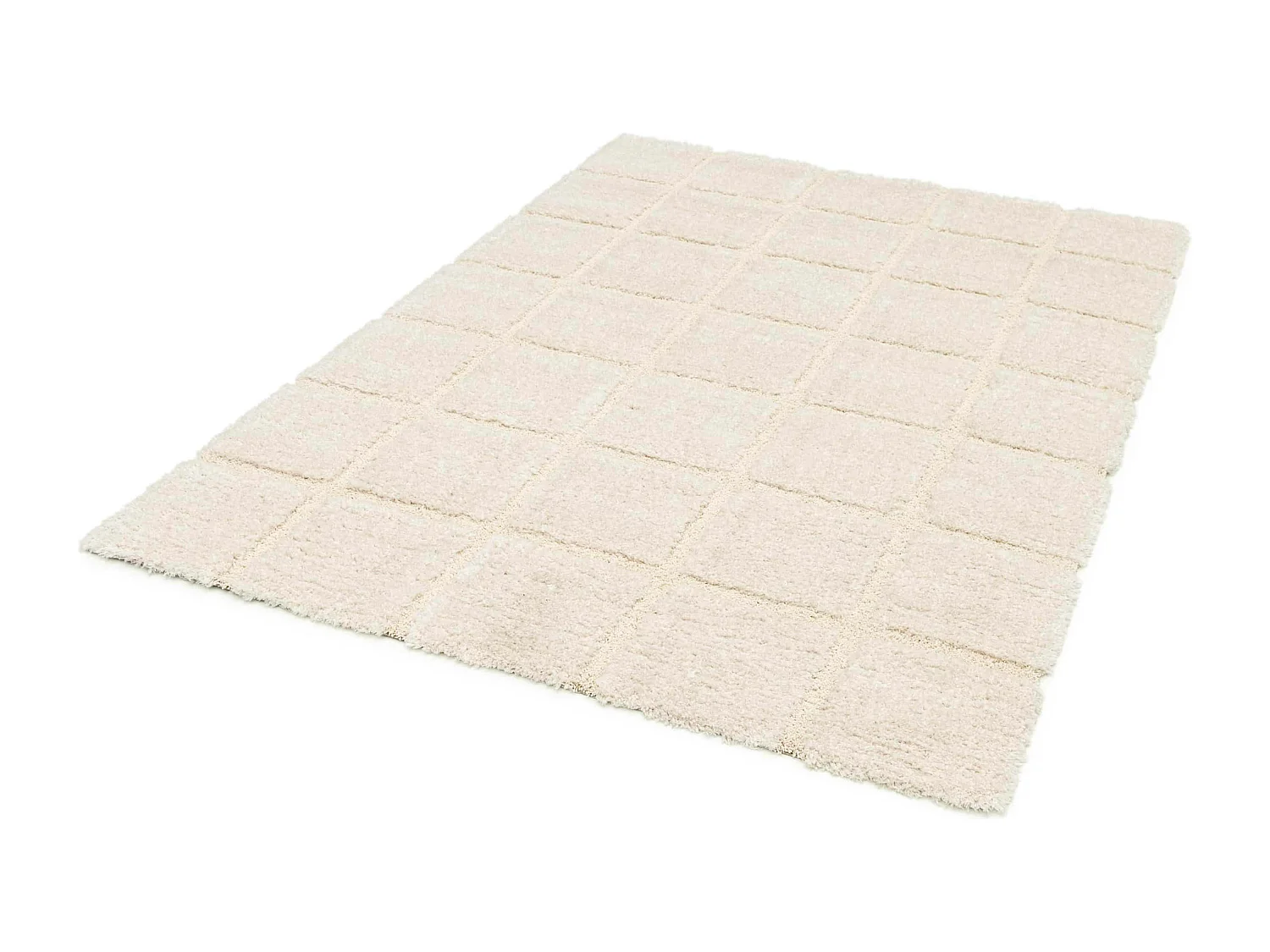 Tapis rectangulaire à poils longs style shaggy écru 120 x 170 cm