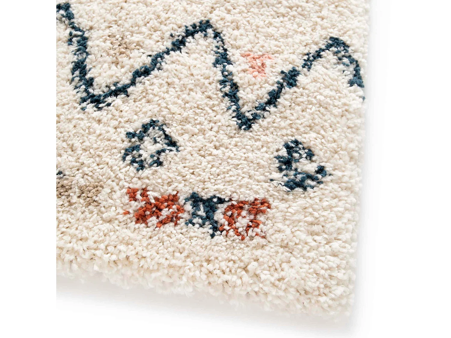 Tapis rectangulaire à poils longs motif ethnique beige 120x170 cm