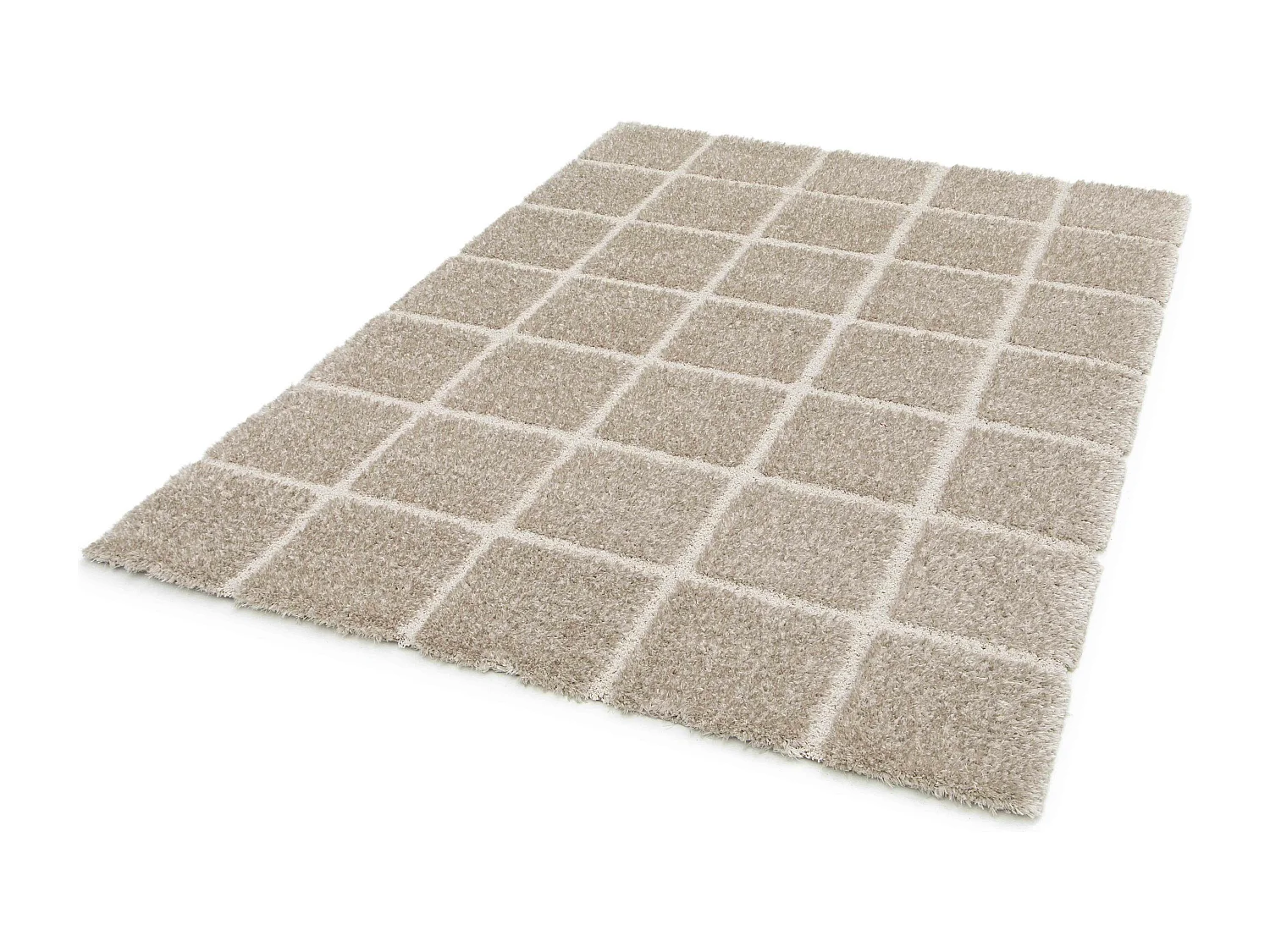Tapis rectangulaire à poils longs style shaggy taupe 120 x 170 cm