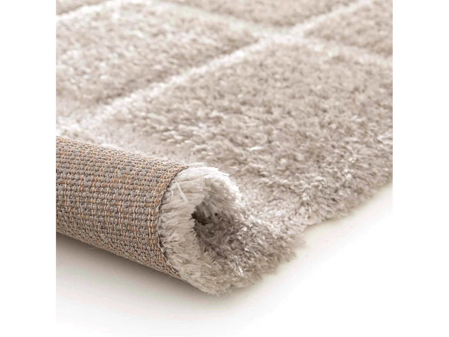 Tapis rectangulaire à poils longs style shaggy taupe 120 x 170 cm
