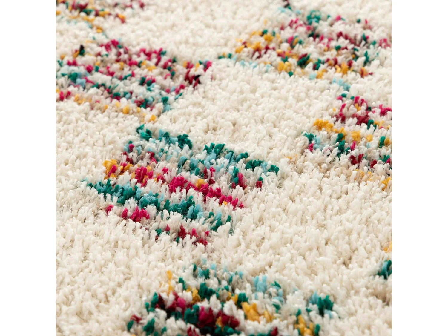 Tapis rectangulaire à poils longs motif carré multicolore 120 x 170 cm