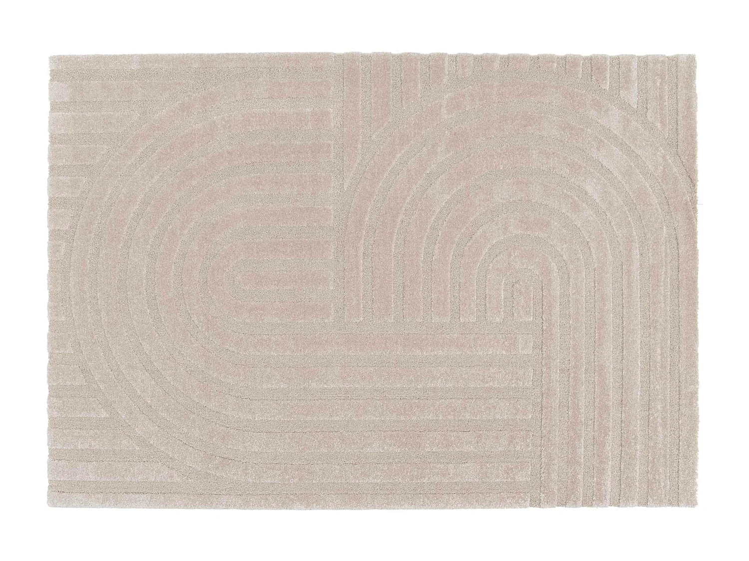 Tapis rectangulaire à poils ras motif contemporain beige 120 x 170 cm