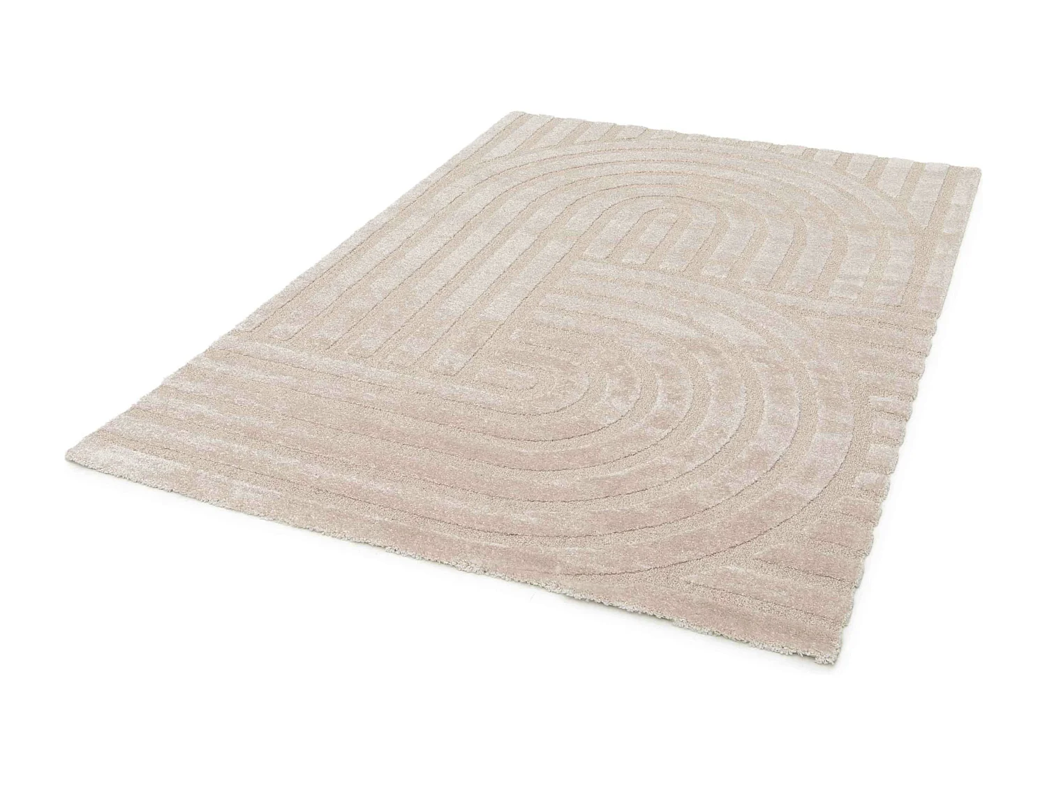 Tapis rectangulaire à poils ras motif contemporain beige 120 x 170 cm