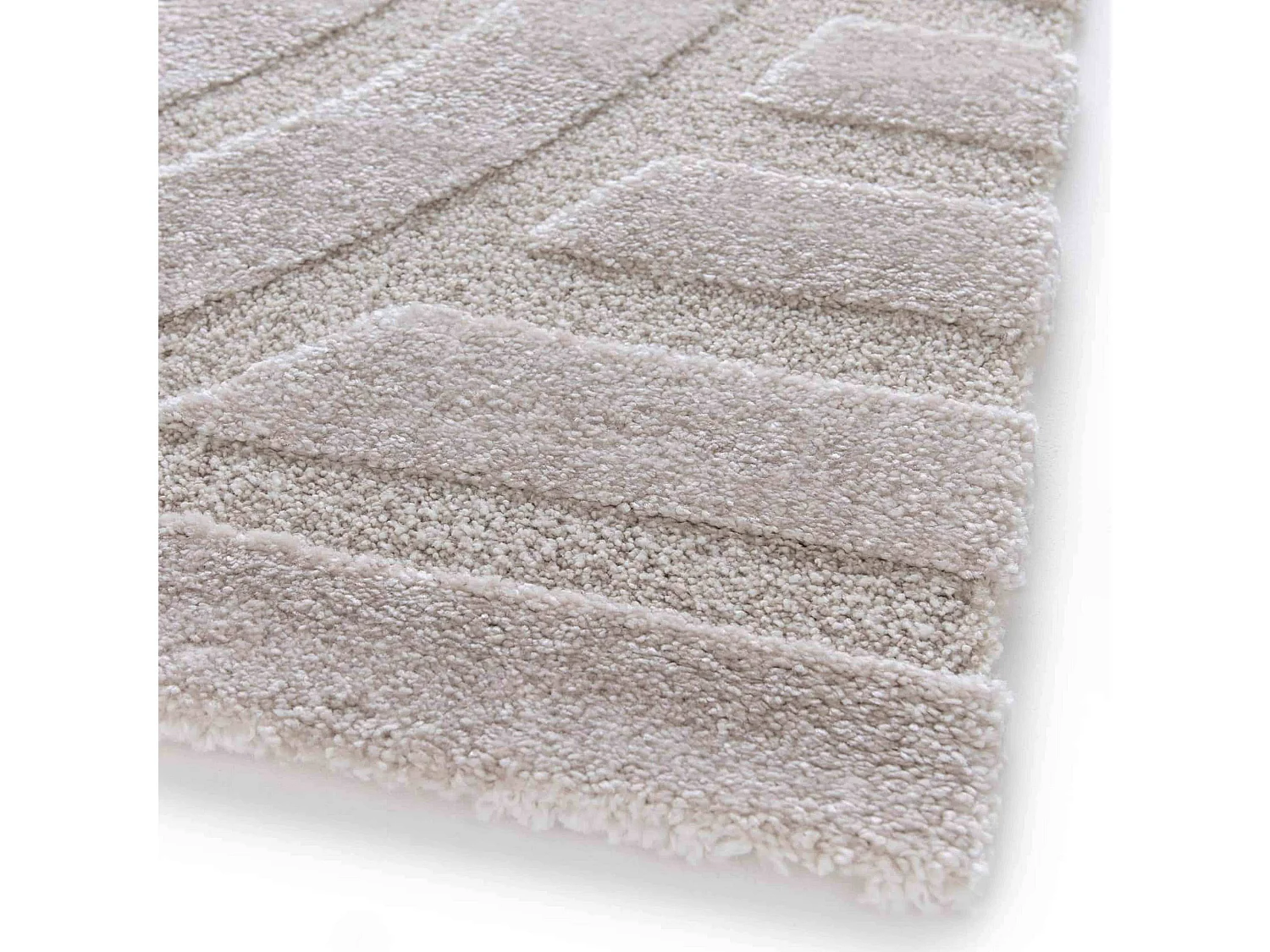 Tapis rectangulaire à poils ras motif contemporain beige 120 x 170 cm