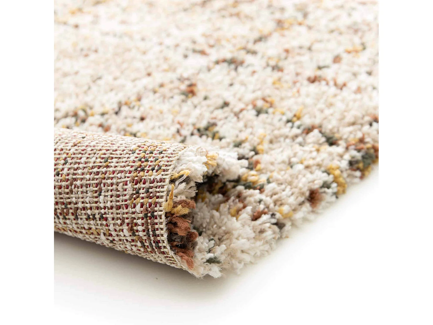 Tapis rectangulaire à poils longs contemporain taupe 120x170 cm