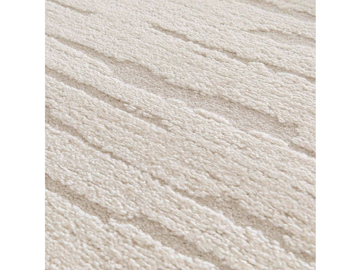 Rechthoekig laagpolig vloerkleed in effen ecru patroon 120 x 170 cm