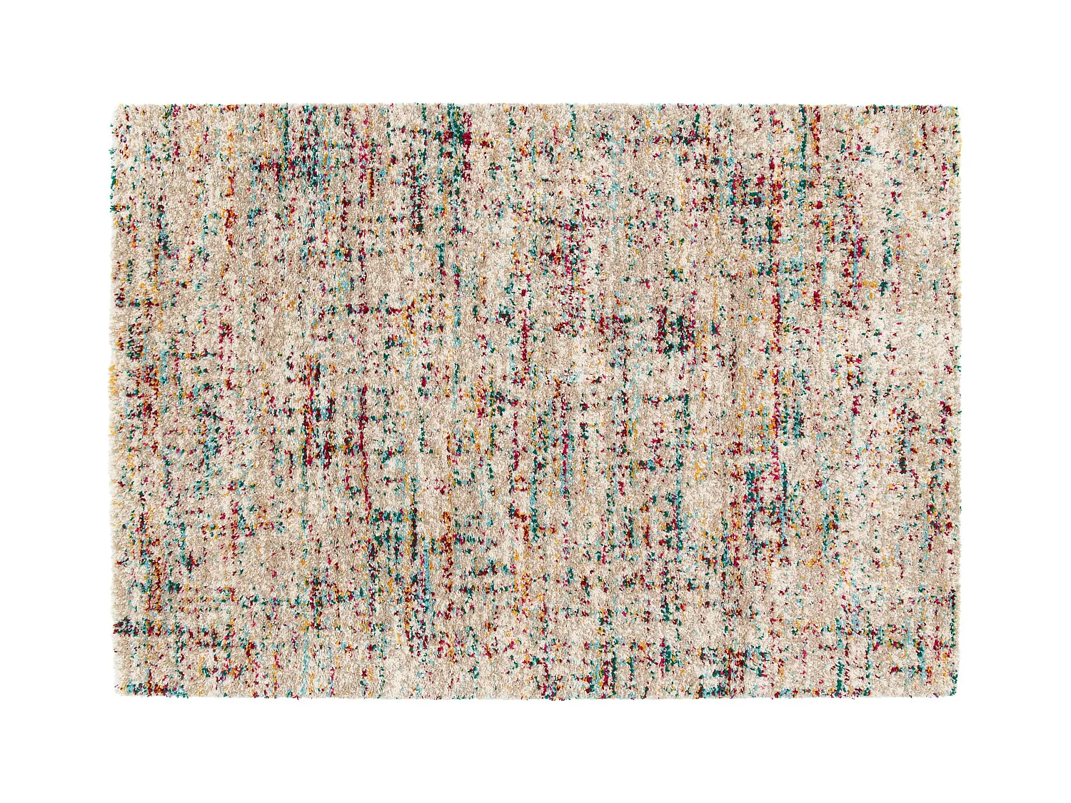 Tapis rectangulaire à poils longs contemporain multicolore 120x170 cm