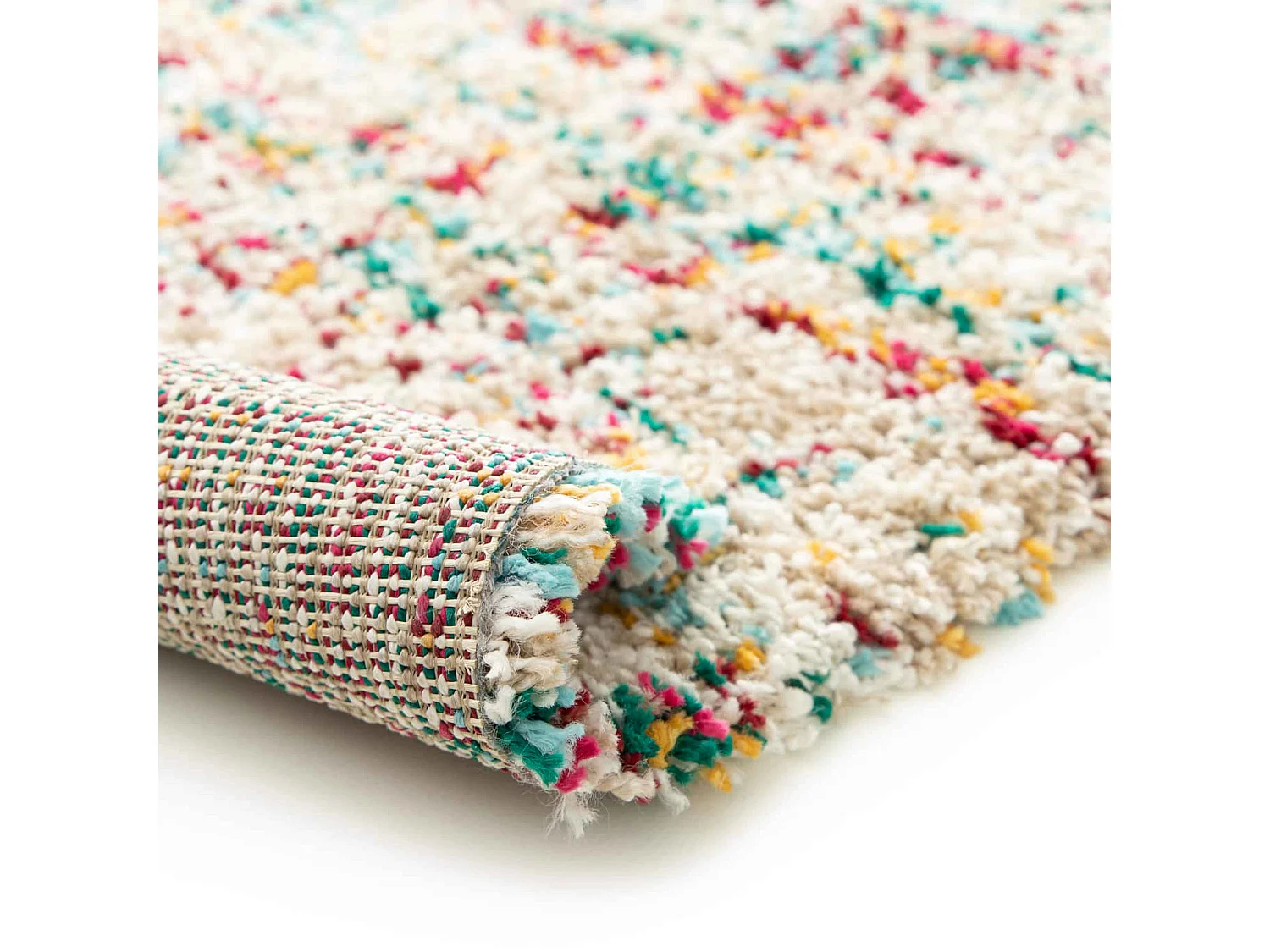 Tapis rectangulaire à poils longs contemporain multicolore 120x170 cm