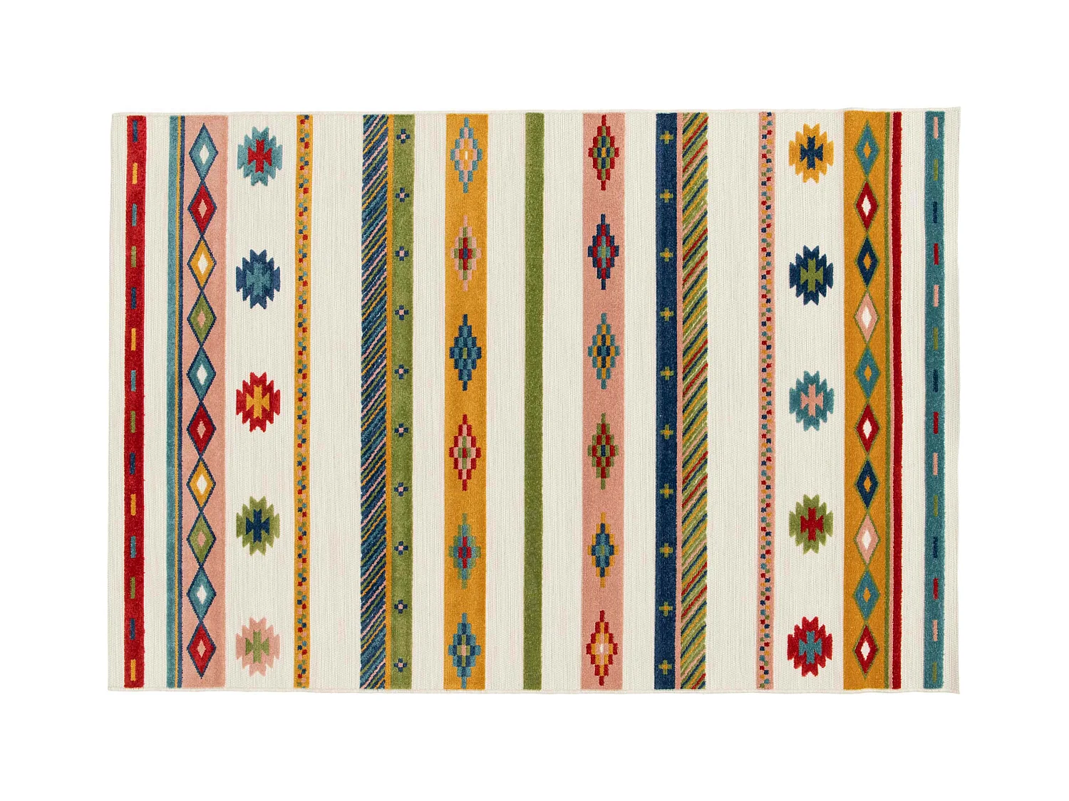 Tapis rectangulaire à poils ras motif vibrant multicolore 200 x 290 cm