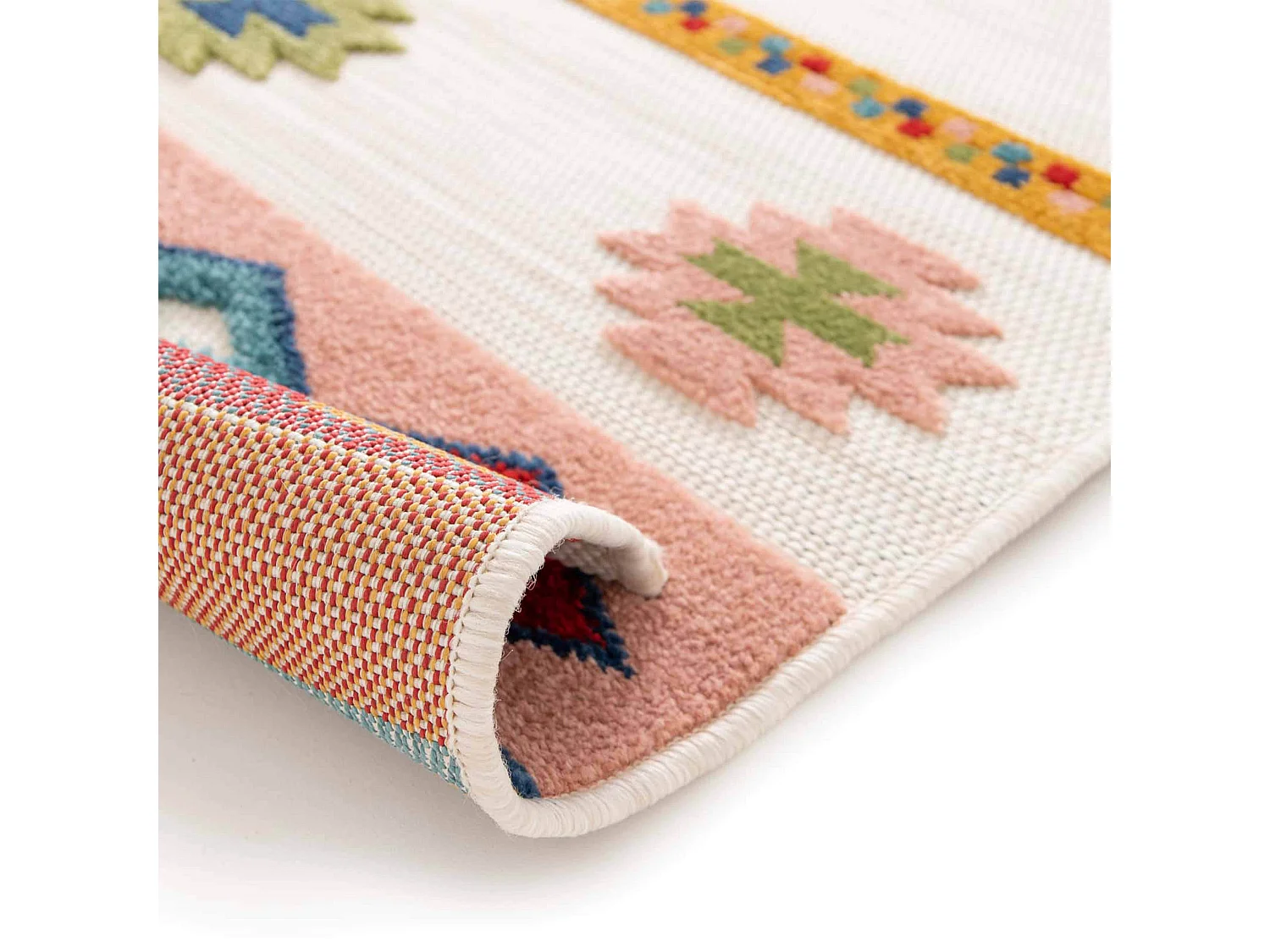 Tapis rectangulaire à poils ras motif vibrant multicolore 200 x 290 cm