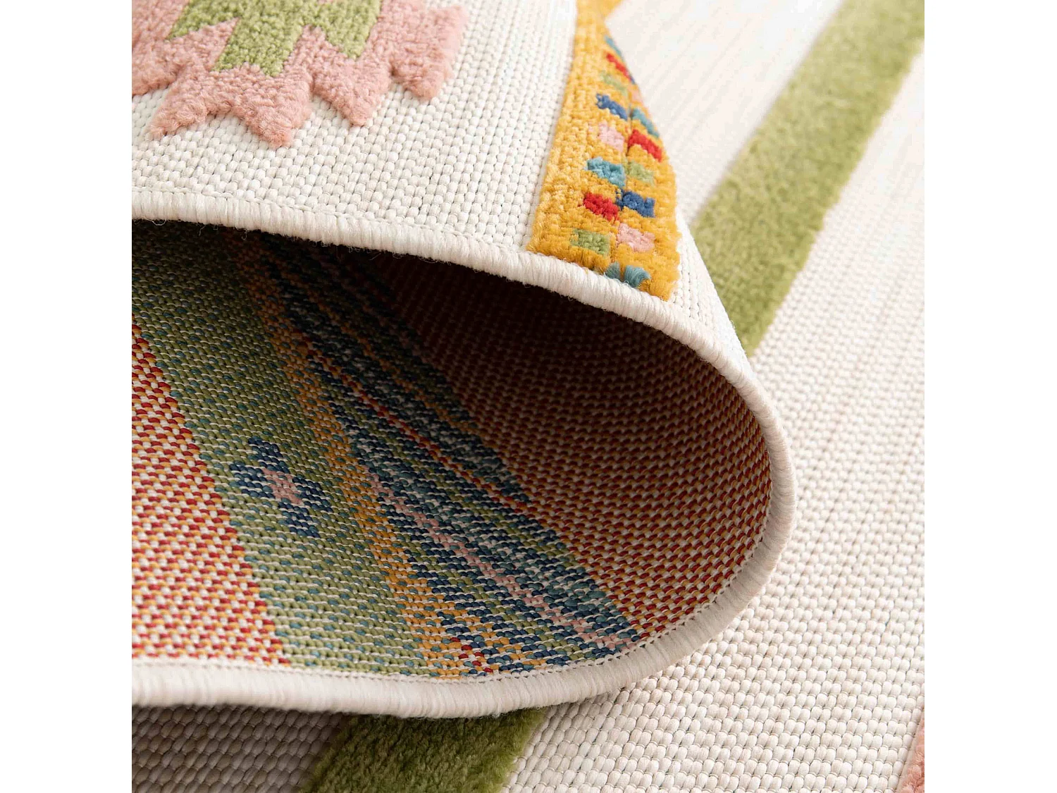 Tapis rectangulaire à poils ras motif vibrant multicolore 200 x 290 cm