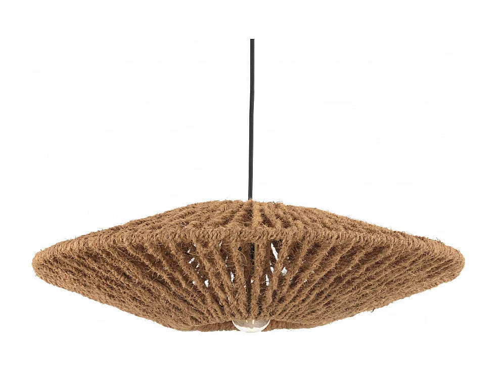 SIXTINE - Suspension 'cymbale' 60x60cm en bois teck recyclé et rotin
