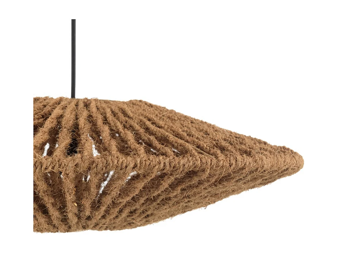 SIXTINE - Suspension 'cymbale' 60x60cm en bois teck recyclé et rotin