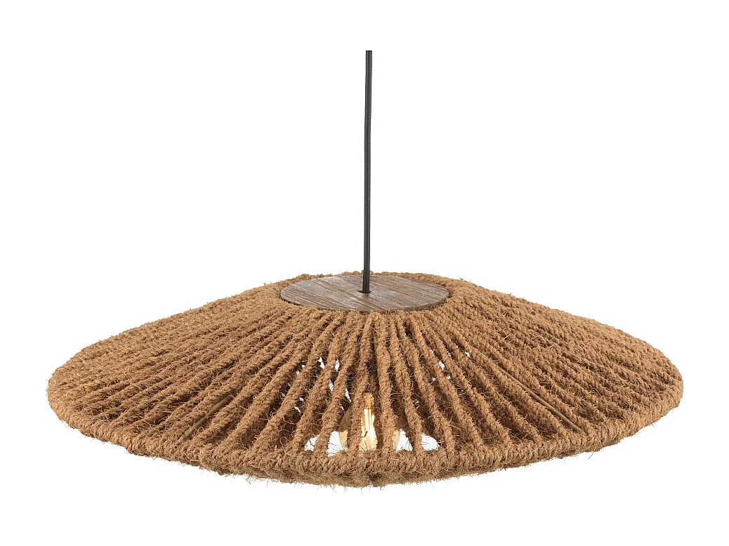 SIXTINE - Suspension 'cymbale' 60x60cm en bois teck recyclé et rotin