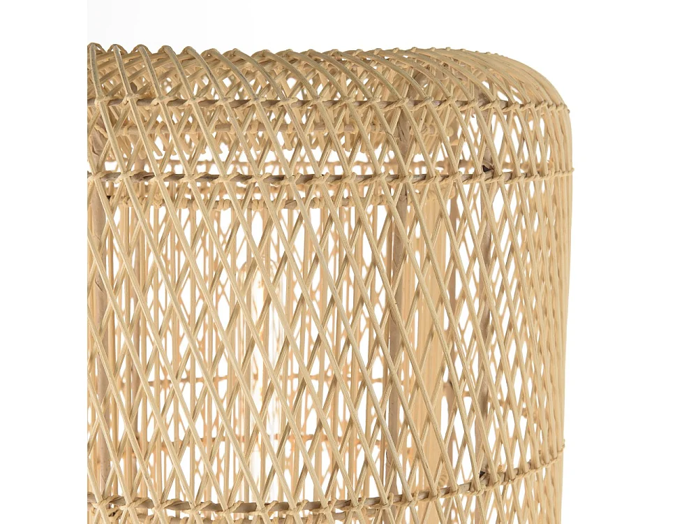 SIXTINE - Lampadaire 39x39cm rotin naturel pieds acier noir