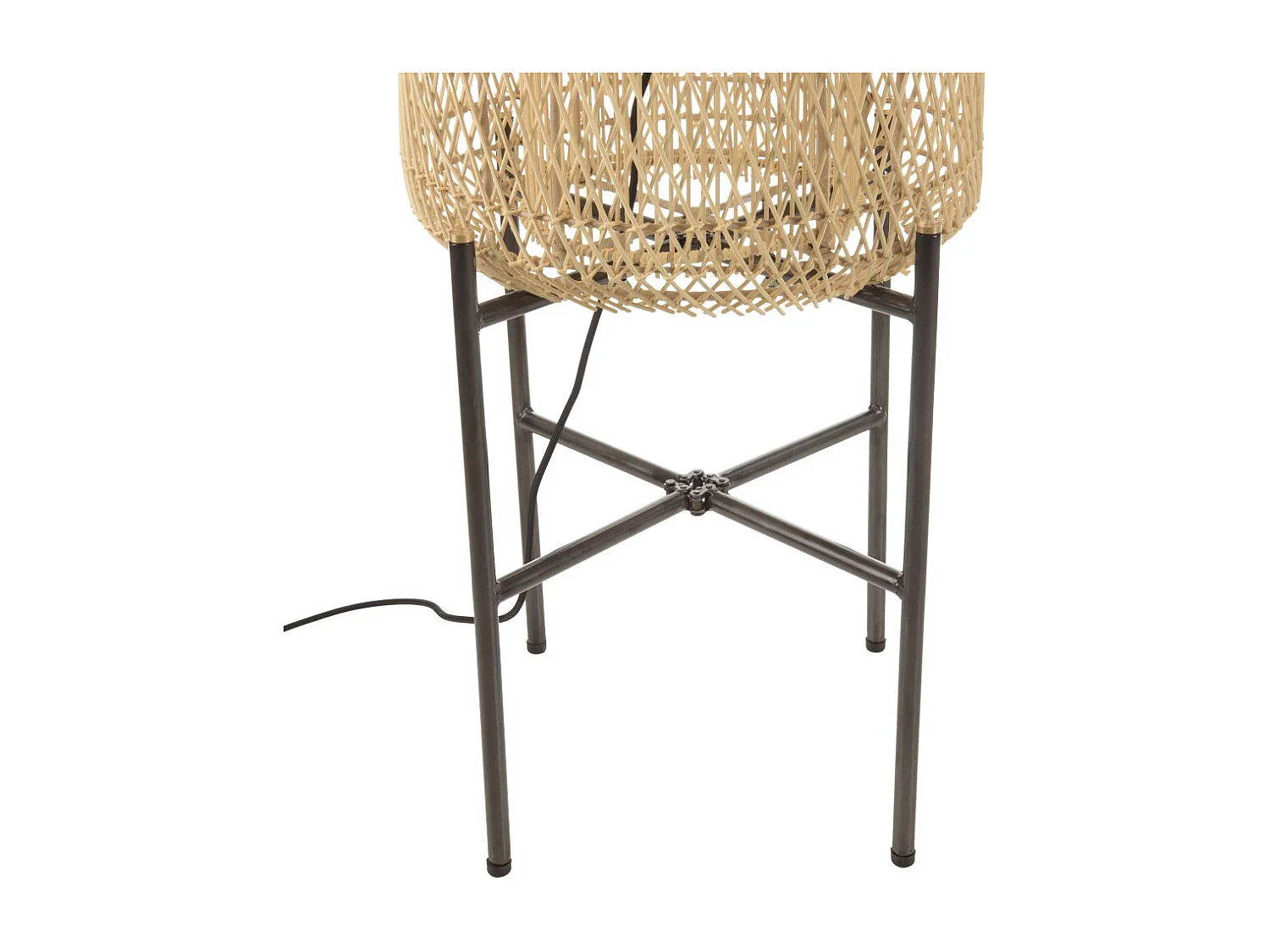 SIXTINE - Lampadaire 39x39cm rotin naturel pieds acier noir