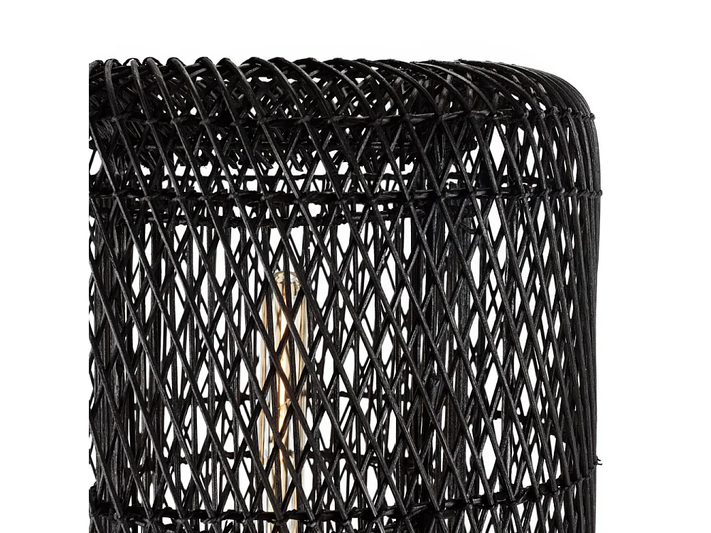 SIXTINE - Lampadaire 39x39cm rotin couleur noire pieds acier