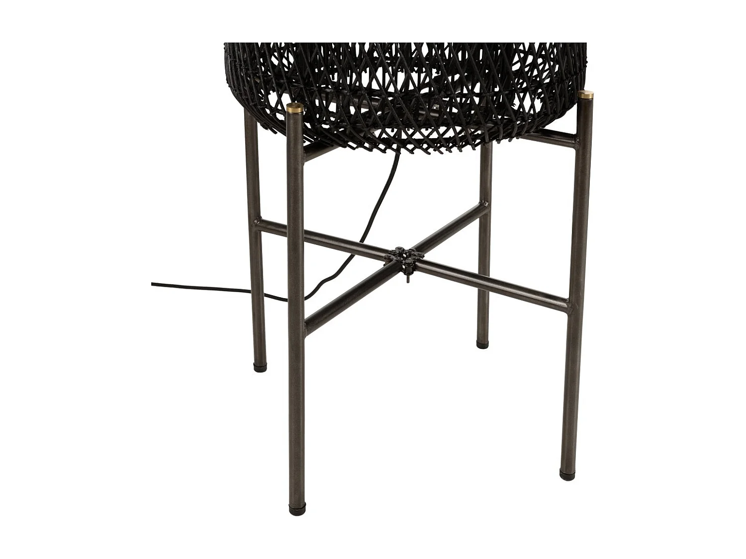 SIXTINE - Lampadaire 39x39cm rotin couleur noire pieds acier