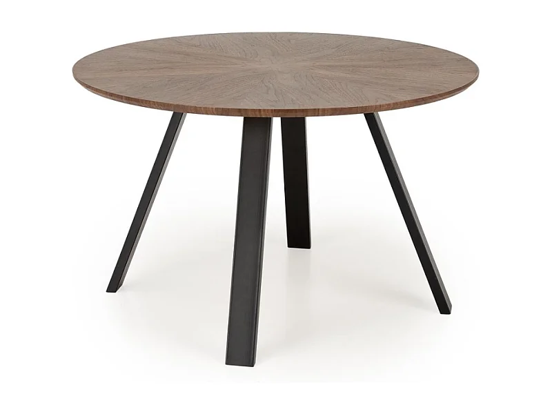 Table à manger ronde 120 cm plateau noyer et pieds noir DANILO