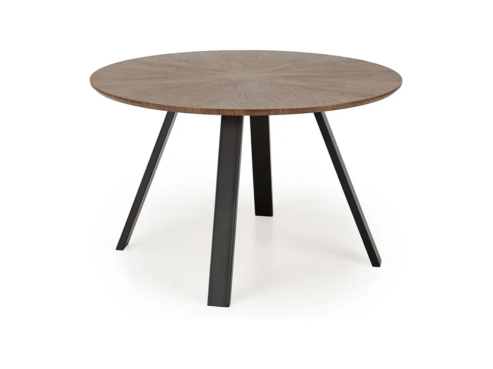 Table à manger ronde 120 cm plateau noyer et pieds noir DANILO