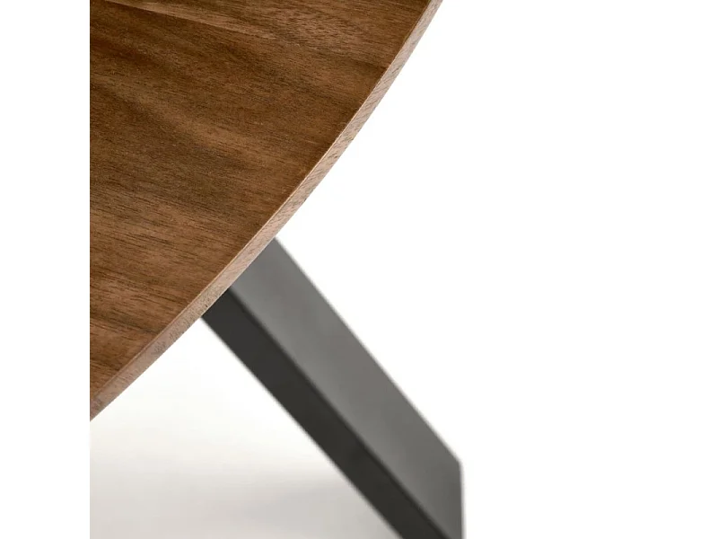 Table à manger ronde 120 cm plateau noyer et pieds noir DANILO