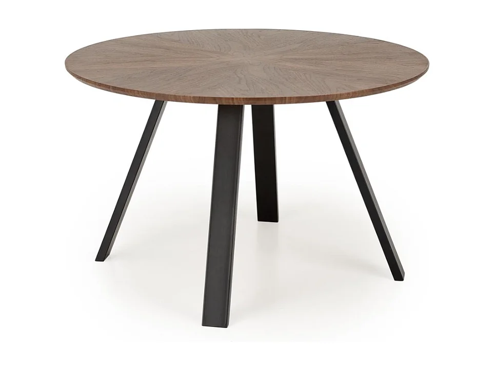 Table à manger ronde 120 cm plateau noyer et pieds noir DANILO