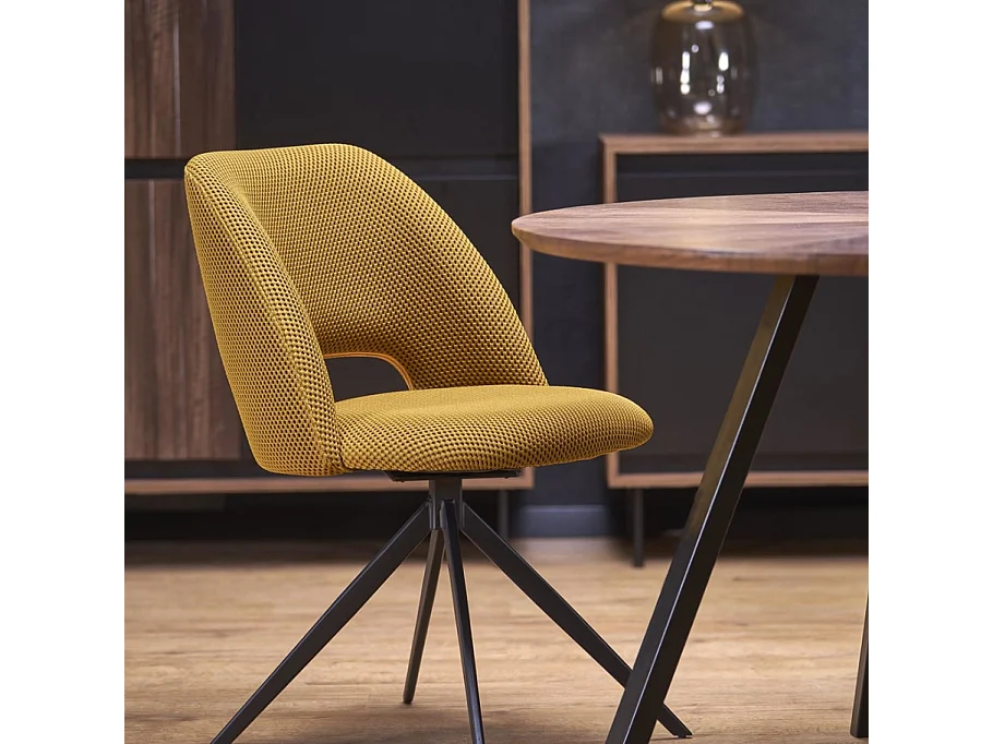 Table à manger ronde 120 cm plateau noyer et pieds noir DANILO