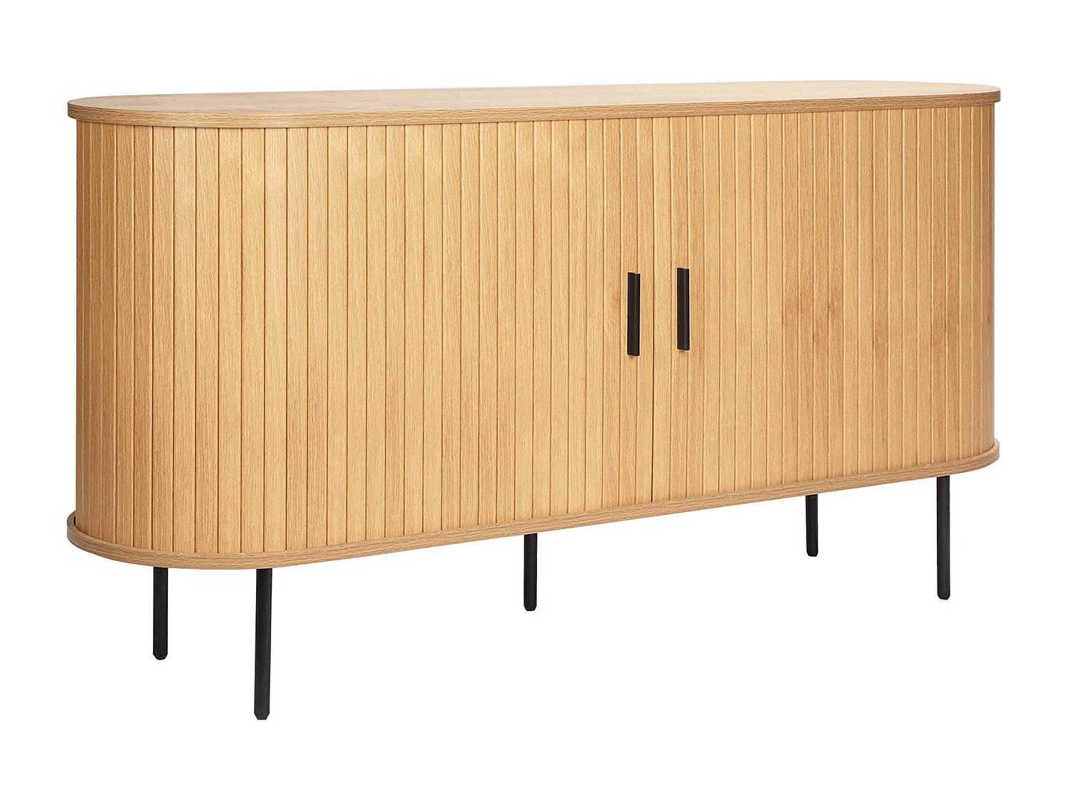 Buffet 2 portes en mélaminé et acier 140 cm beige