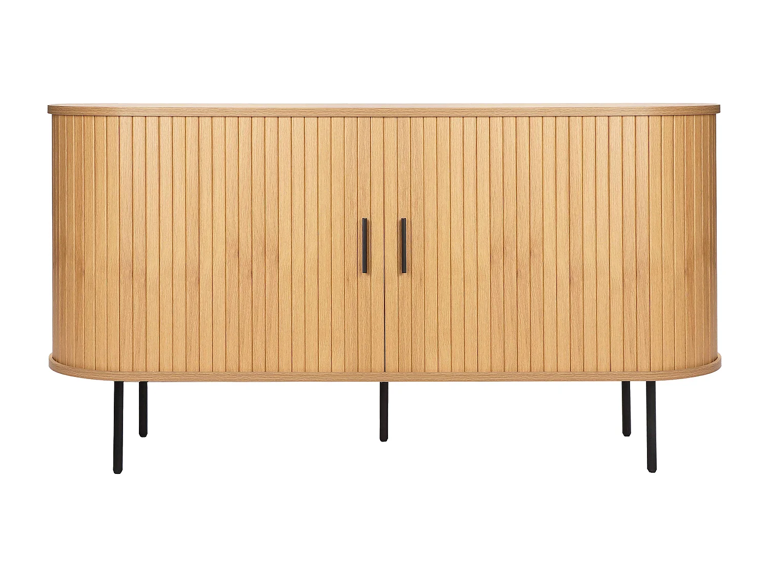 Buffet 2 portes en mélaminé et acier 140 cm beige