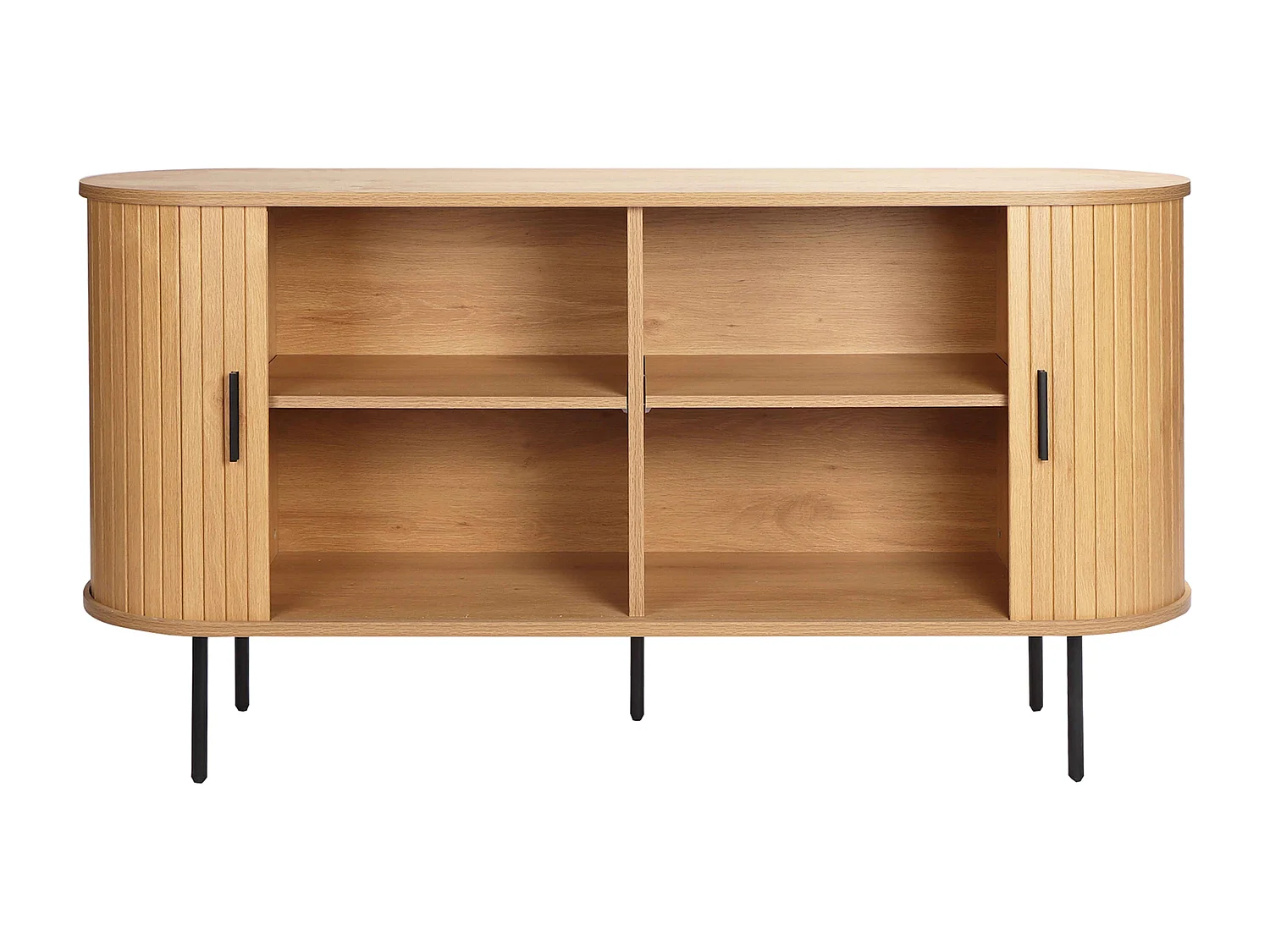 Buffet 2 portes en mélaminé et acier 140 cm beige