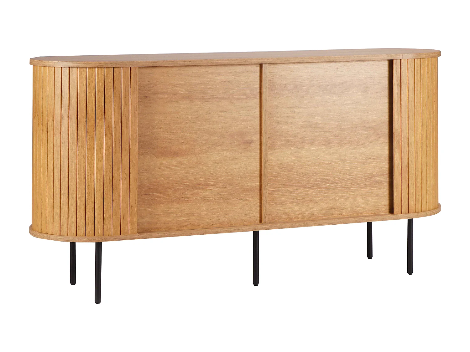 Buffet 2 portes en mélaminé et acier 140 cm beige