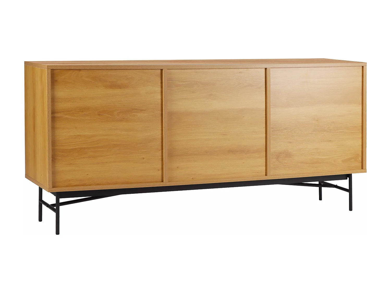 Buffet 2 portes et 3 tiroirs en mélaminé et acier 160 cm beige