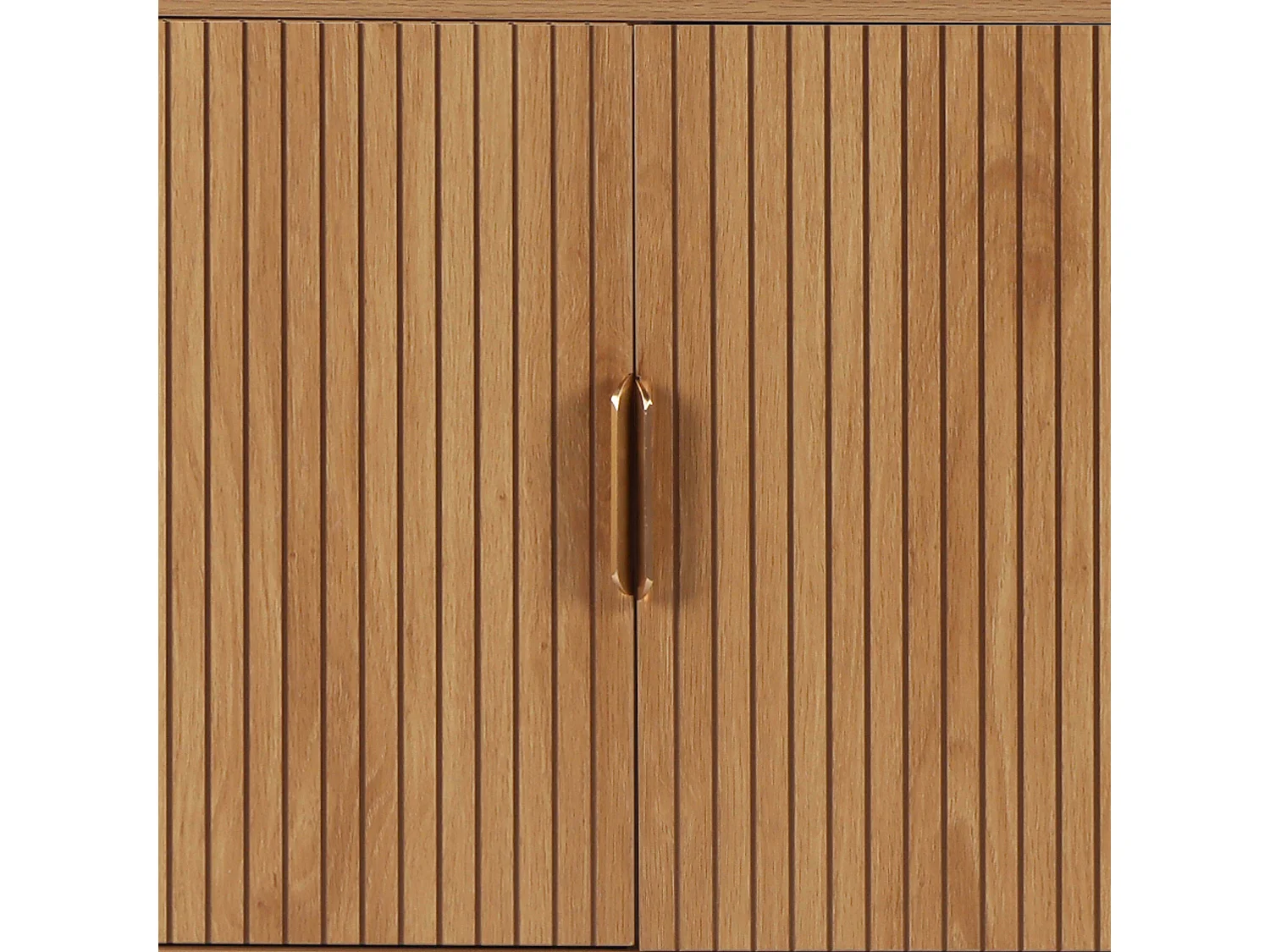 Buffet 2 portes et 3 tiroirs en mélaminé et acier 160 cm beige