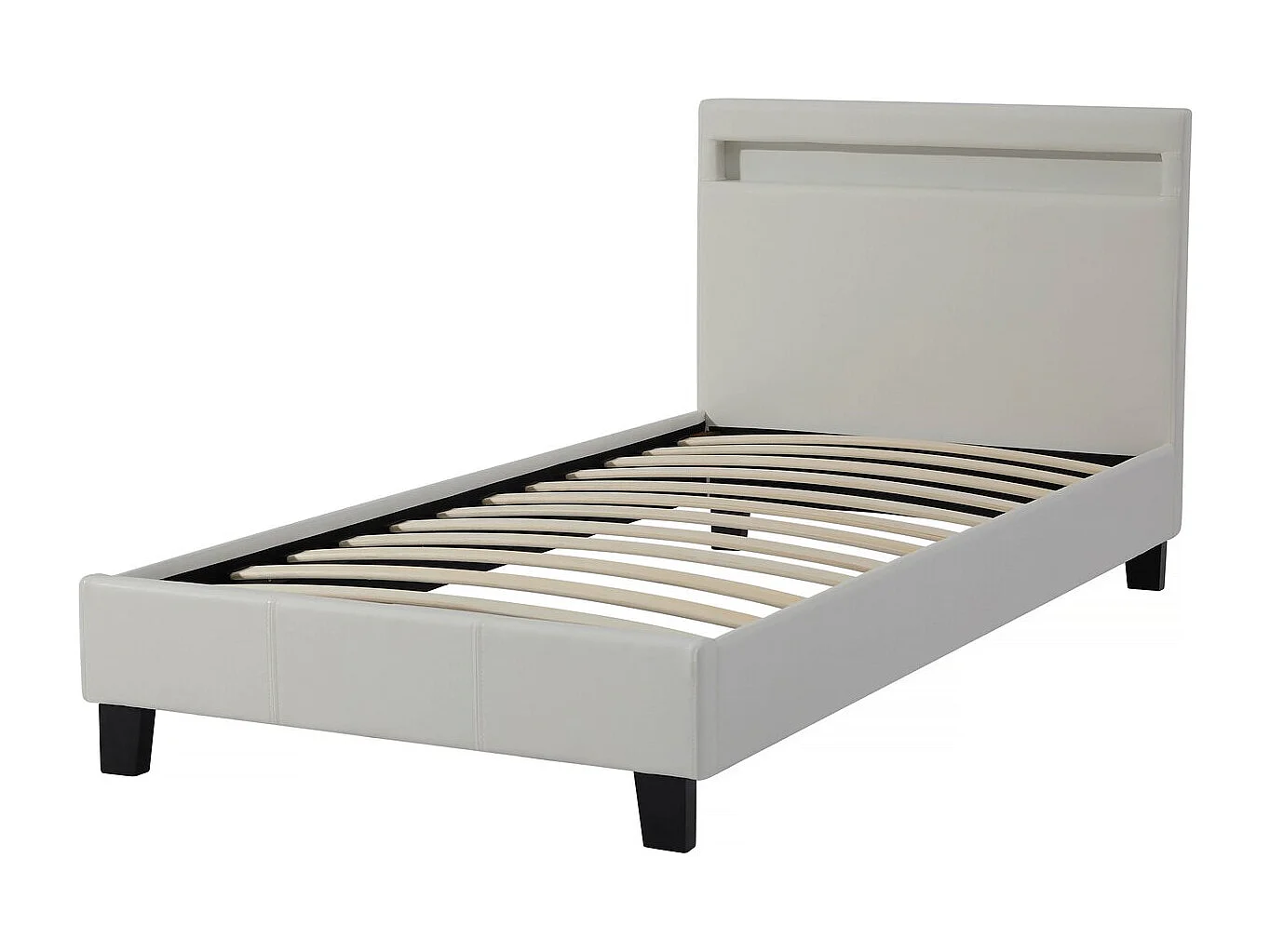 Cama individual com LED "Maria" 90 x 190 cm - Branco elegante e moderno com iluminação LED integrada