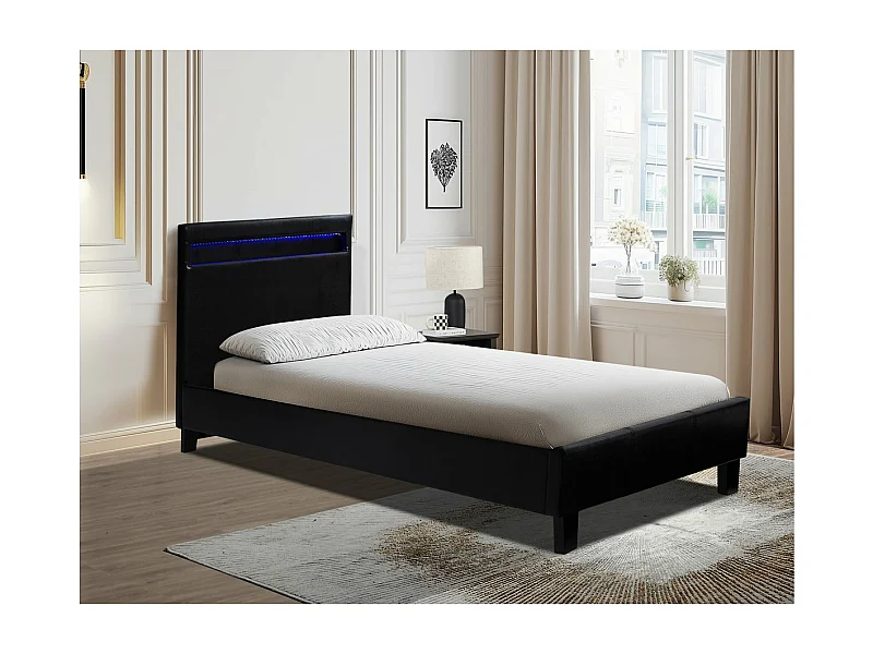 Lit avec LED "Maria" 90 x 190 cm - Noir