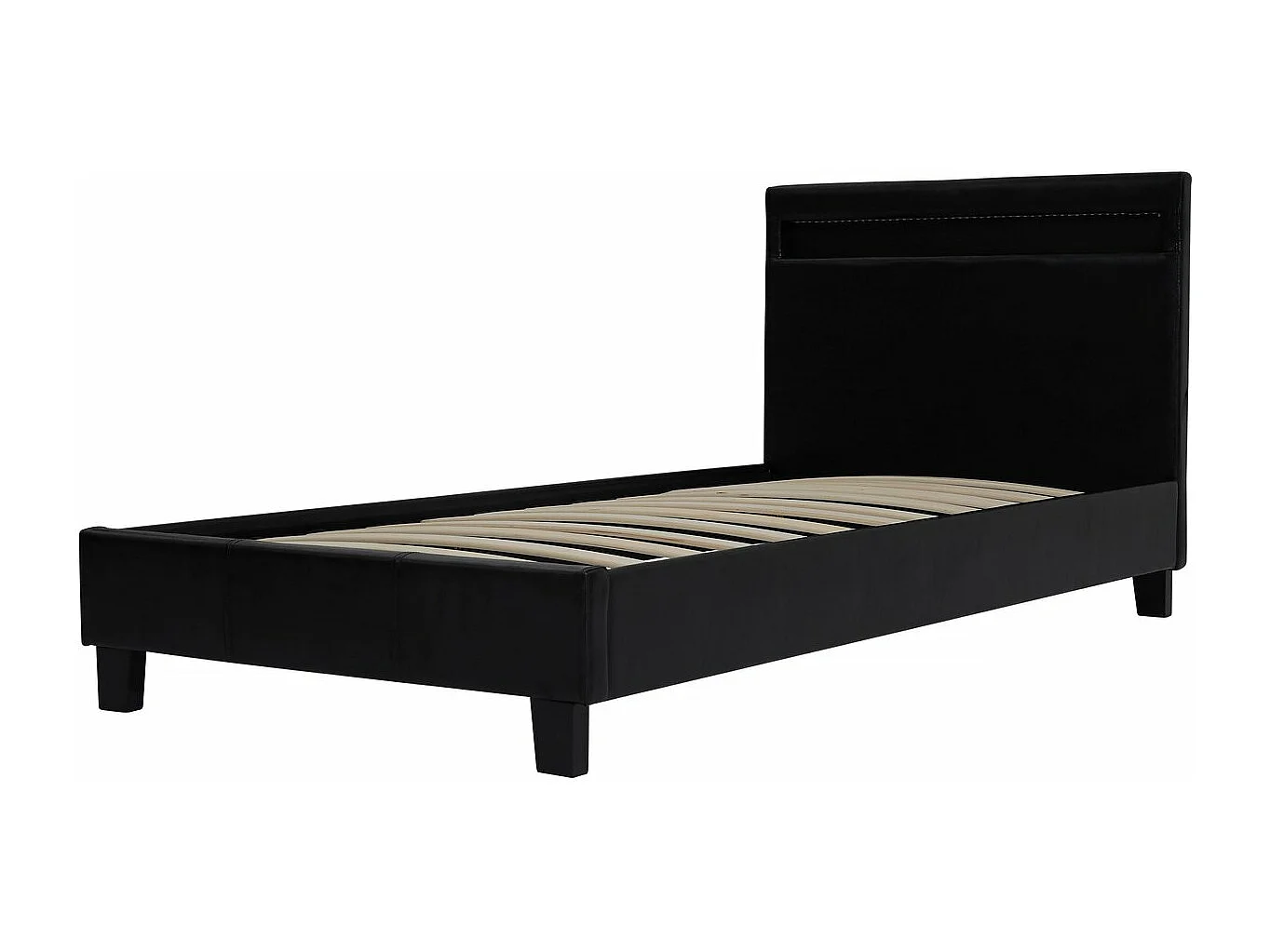 Cama de solteiro com LED "Maria" 90x190cm - Preto, iluminação LED personalizável