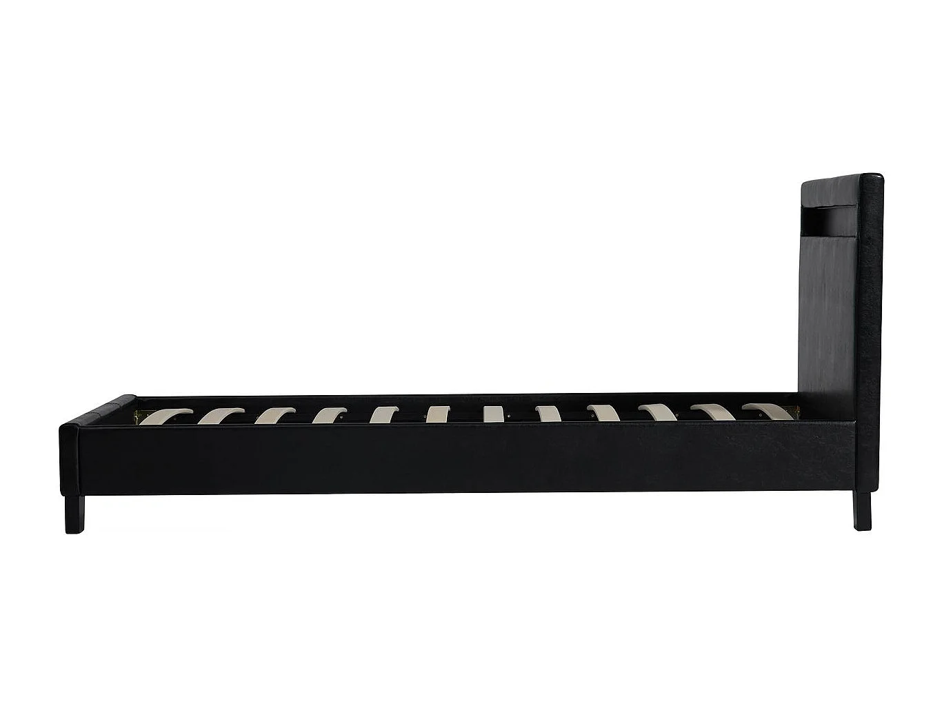 Cama de solteiro com LED "Maria" 90x190cm - Preto, iluminação LED personalizável