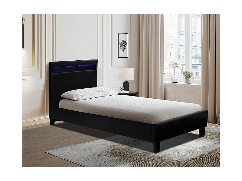 Lit avec LED "Maria" 90 x 190 cm - Noir