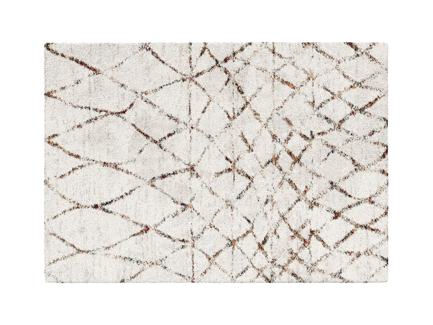 Tapis rectangulaire à poils longs motif ethnique beige 120x170 cm