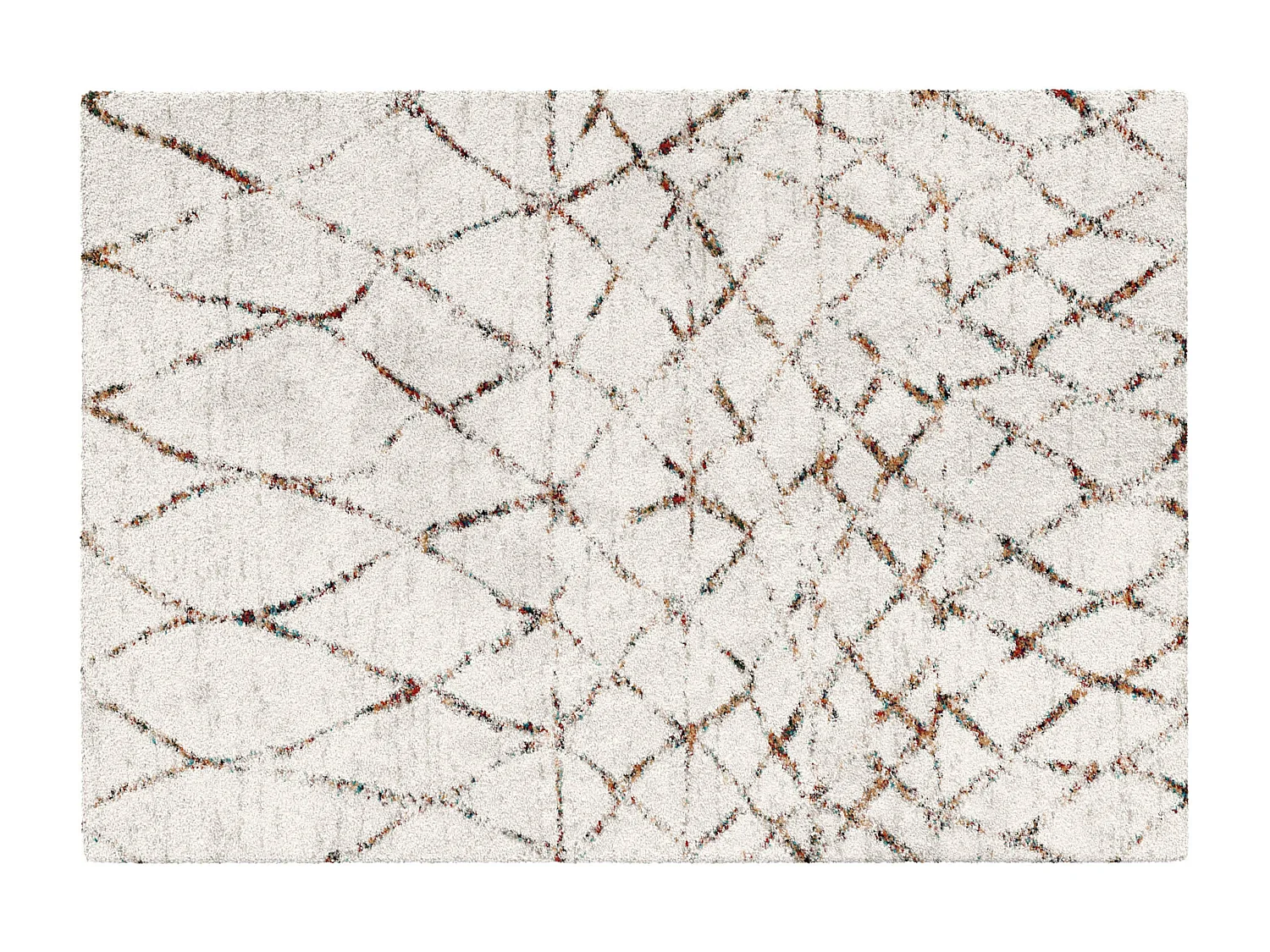 Tapis rectangulaire à poils longs motif ethnique beige 120x170 cm