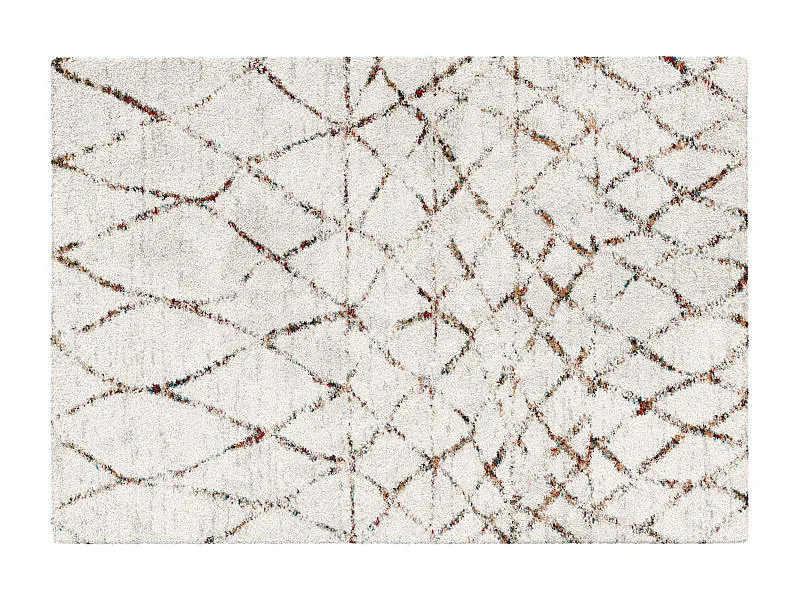 Tapis rectangulaire à poils longs motif ethnique beige 120x170 cm