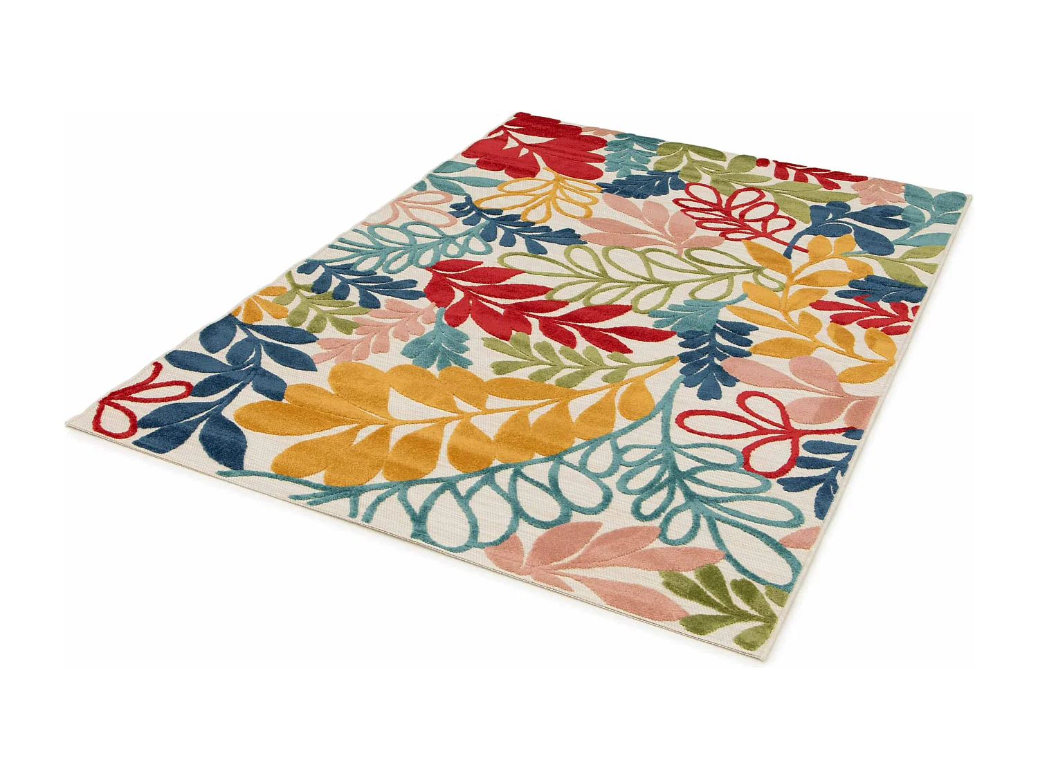 Tapis rectangulaire à poils ras motif floral multicolore 200 x 290 cm