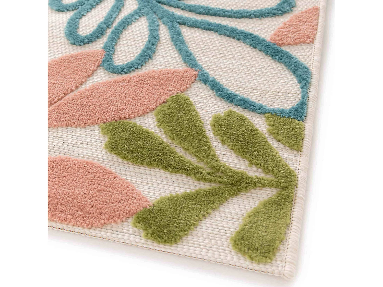 Tapis rectangulaire à poils ras motif floral multicolore 200 x 290 cm