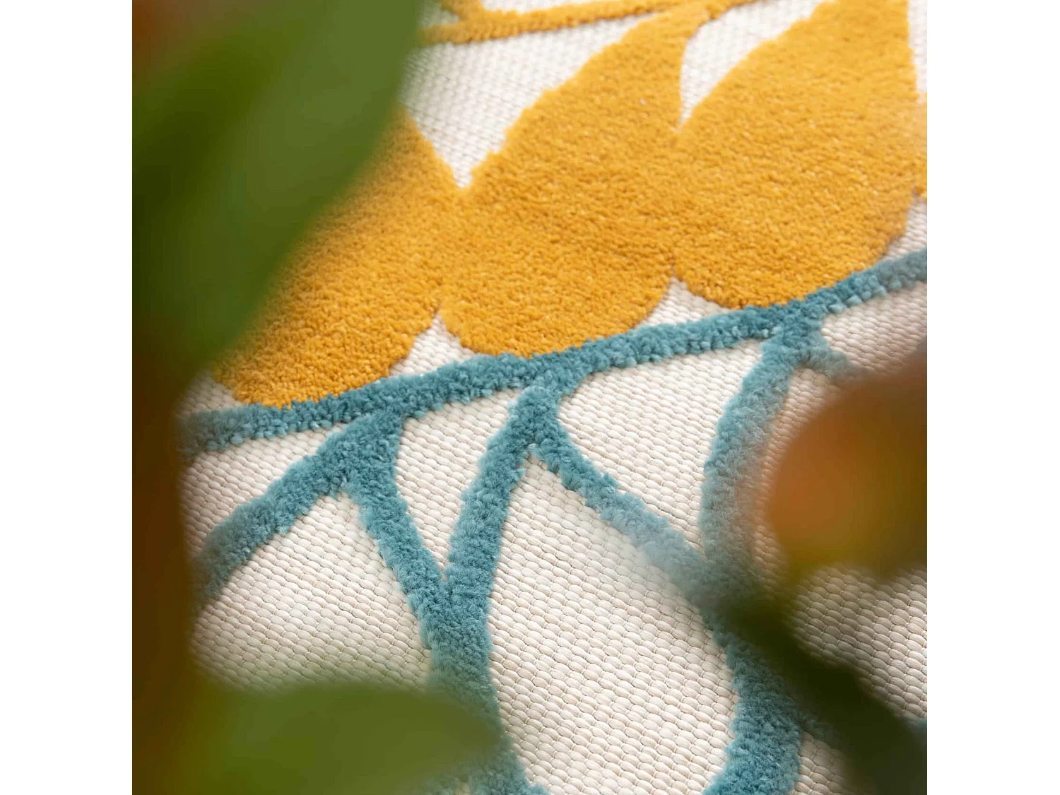 Tapis rectangulaire à poils ras motif floral multicolore 200 x 290 cm