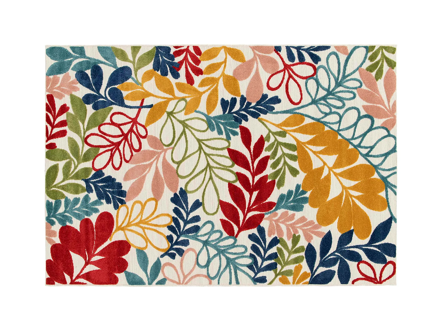 Tapis rectangulaire à poils ras motif floral multicolore 200 x 290 cm