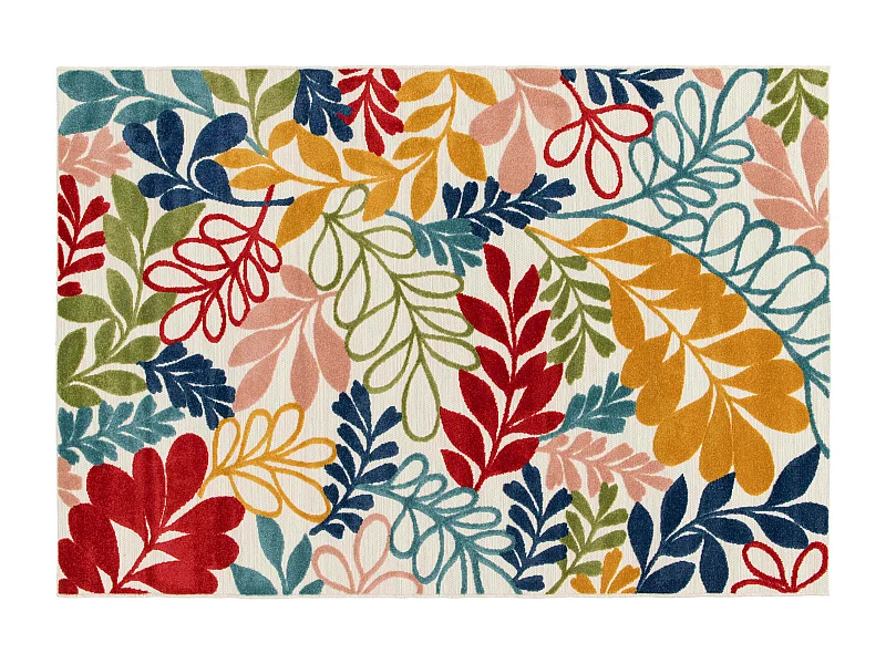 Tapis rectangulaire à poils ras motif floral multicolore 200 x 290 cm